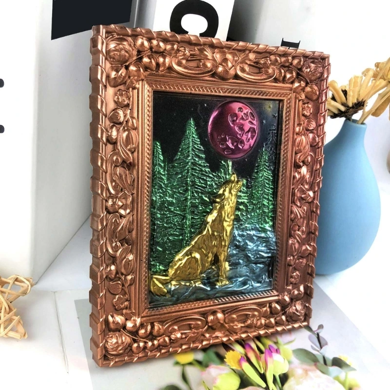 Silicone Wolf Photo Frame Wall-mounted Valentines Mold DIY Ornaments Pendant