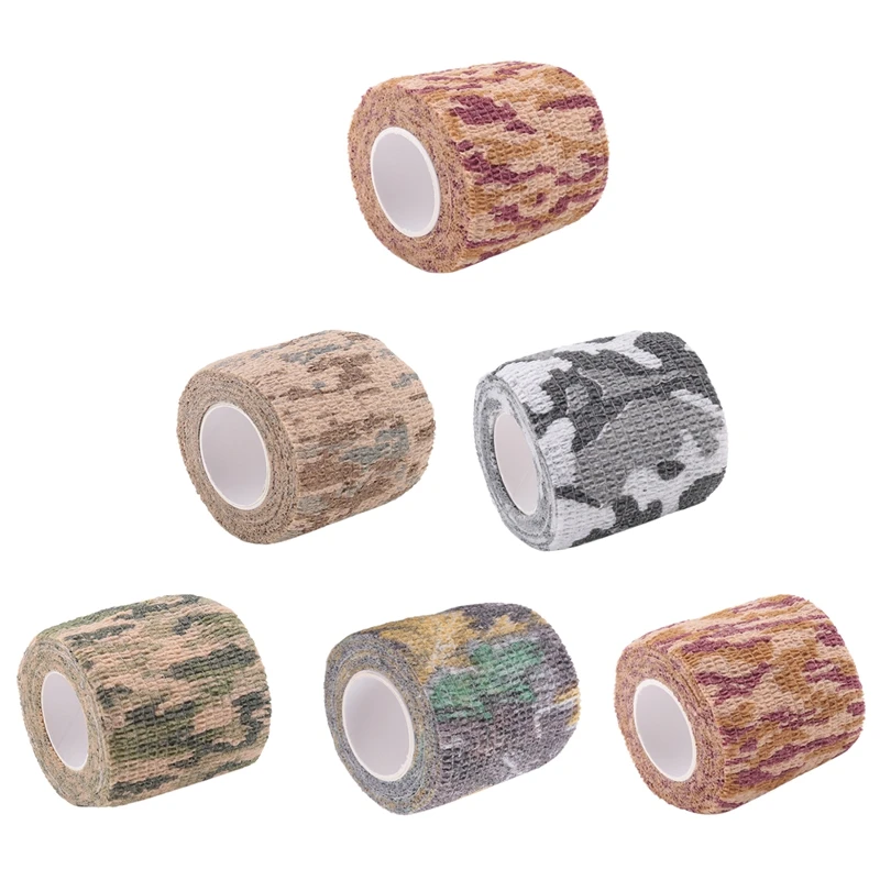 

6 Roll Wrap Tape Bulk (Assorted And Camouflage Colors Random) Vet First Aid Tape Self Adhesive Adherent