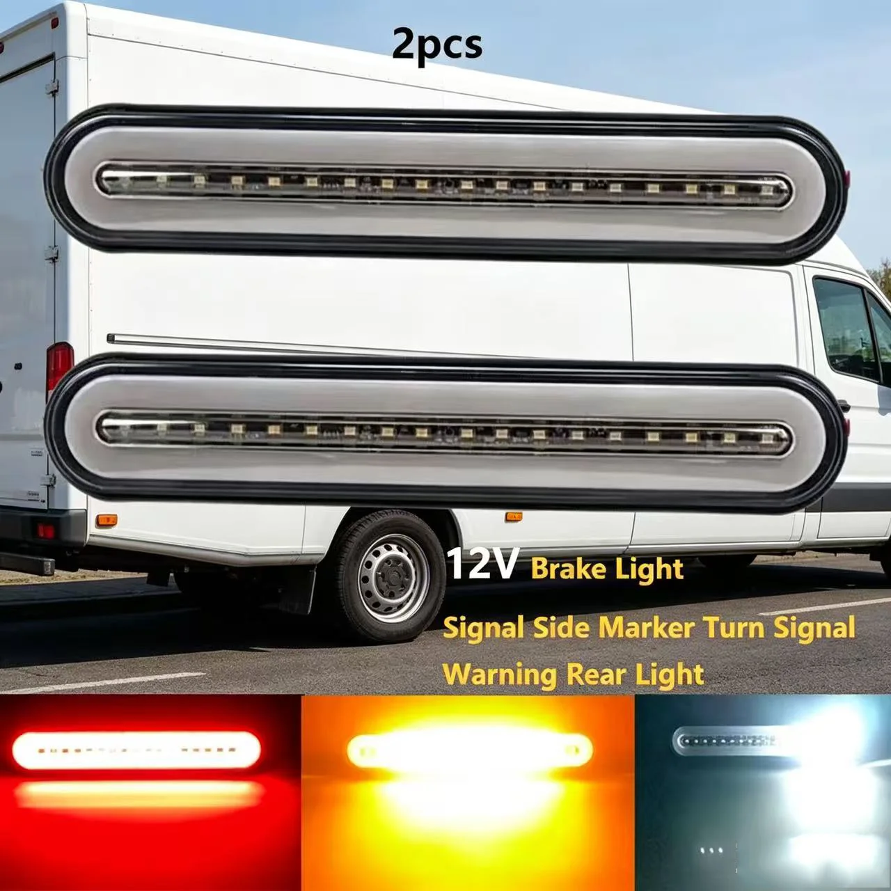 

2pcs 12V-24V LED Truck Trailer Light Bar Strip Waterproof Rear Running/Stop/Turn Signla/Brake/Tail Lights 3 in 1