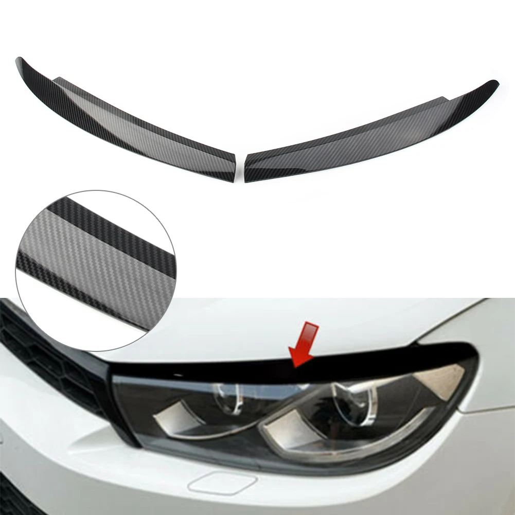 Gloss Black Car Headlight Lamp Eyebrow Eyelid Decovation Cover Trim For VW Scirocco 2009 2010 2011 2012 2013 2014 2015 2016 2017