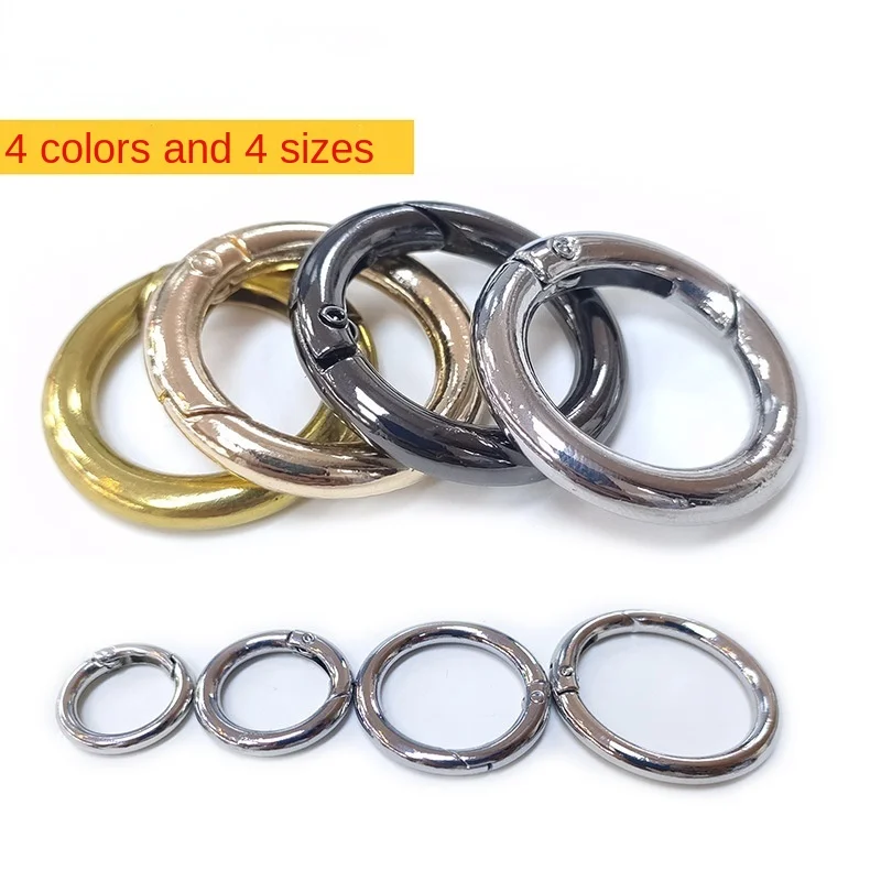 5 Pcs 18mm-34mm Metal O Ring Spring Clasps Round Carabiner Keychain Bag Clips Hook Dog Chain Buckles Connector for DIY Jewelry