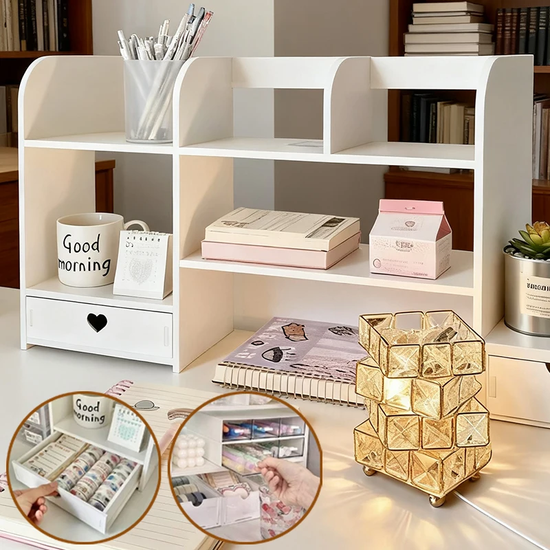 

1 Piece Stationery Office Desk Accessories Storage Desktop Cosmetics Organizers Storage Shelf Plastic Desktop Organizer 화장품 정리함