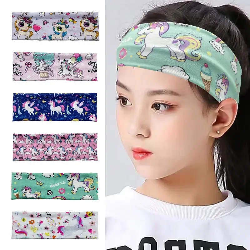 Korea Cartoon Headband Girl Sports Elastic Yoga Hair Bands Make Up Hairbands Soft Wash Face Headband Absorbent Sweat Bandage