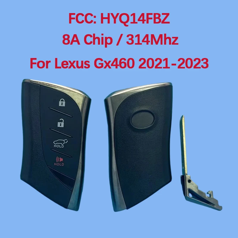 CN052064 Aftermarket 4 Button Smart Key Fob 314.35/312.10MHz FCC 8990H-60010 8A Chip For Lexus Gx460 2021-2023