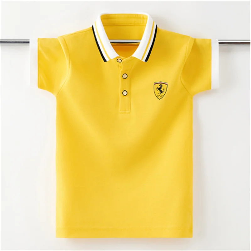 Summer  Boys Polo Shirt Luxury Embroidered Cotton Lapel Collar Short Sleeves Tops Cotton T-Shirt  for Children's