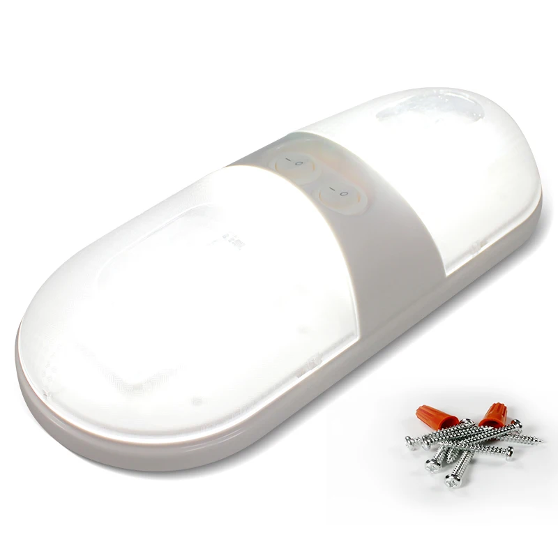 

12 В светильник для автодома, белый потолочный светильник для автодома с двойным светодиодом и двойным переключателем для прицепа для кемпинга на колесах, морской пехоты