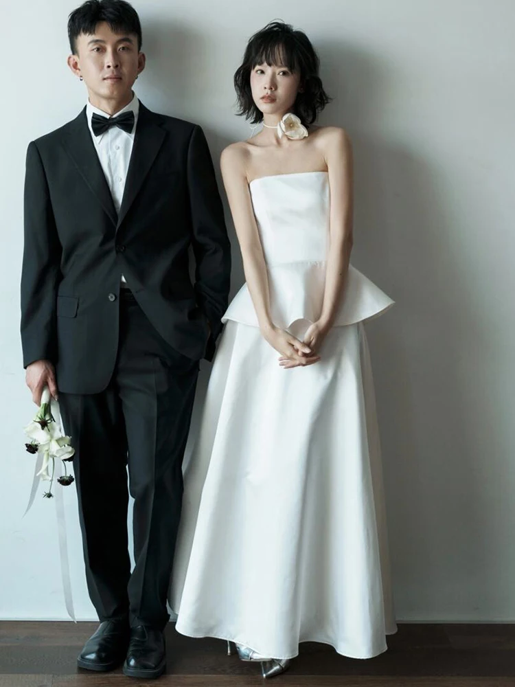 

Simple Ele Satin Bridal Gown Engagement Ring Ceremony White Dr Daily Travel Photoaphy Wedding Dr Long Skirt