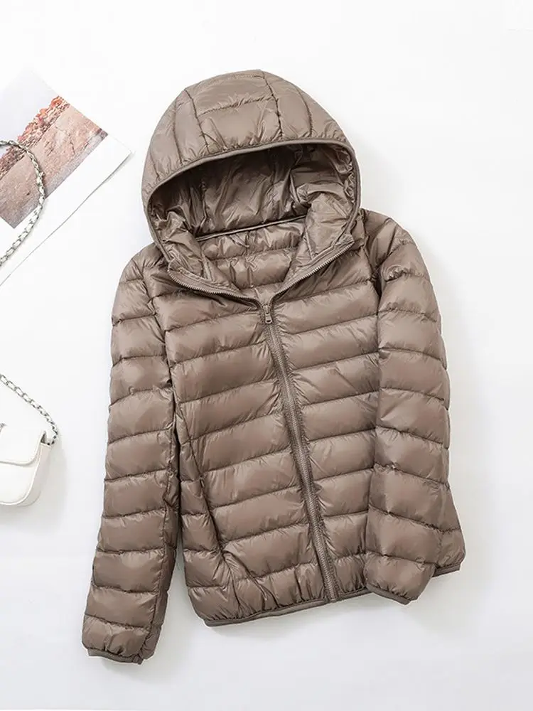 0-10℃ Women Puffer Winter Jackets Ultra Light Duck Down Jacket Fashion Warm Slim Hooded Down Coat for Women Portable Outerwear