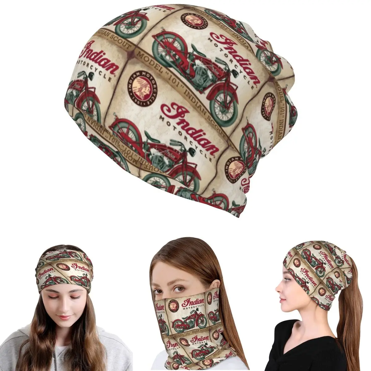 

Motorcycle Motor Old Indians Never Die 4 Bandana Neck Gaiter Magic Scarf Multi-use Cycling Scarf Beanies Hat for Men Women Adult