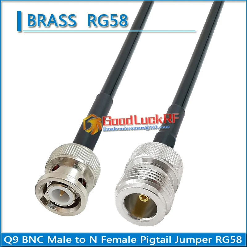 

Q9 BNC Male to N Female jack Connector Pigtail Jumper RG-58 RG58 3D-FB Extend cable 50 Ohm low loss