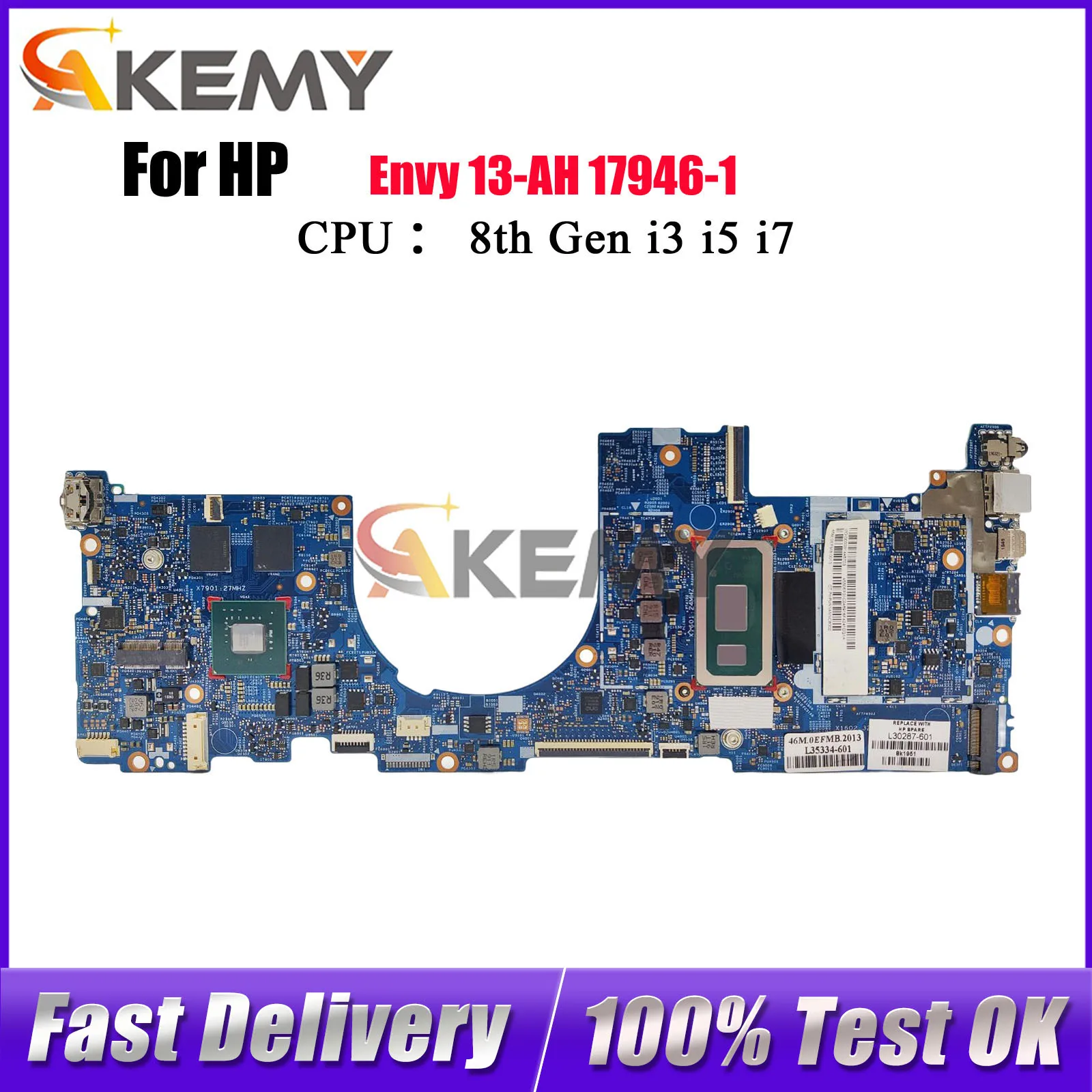 

L30287-601 L30285-601 для материнской платы ноутбука HP Envy 13-AH 17946-1 с графическим процессором i5-8265U i7-8565U MX150, 100% полностью протестировано