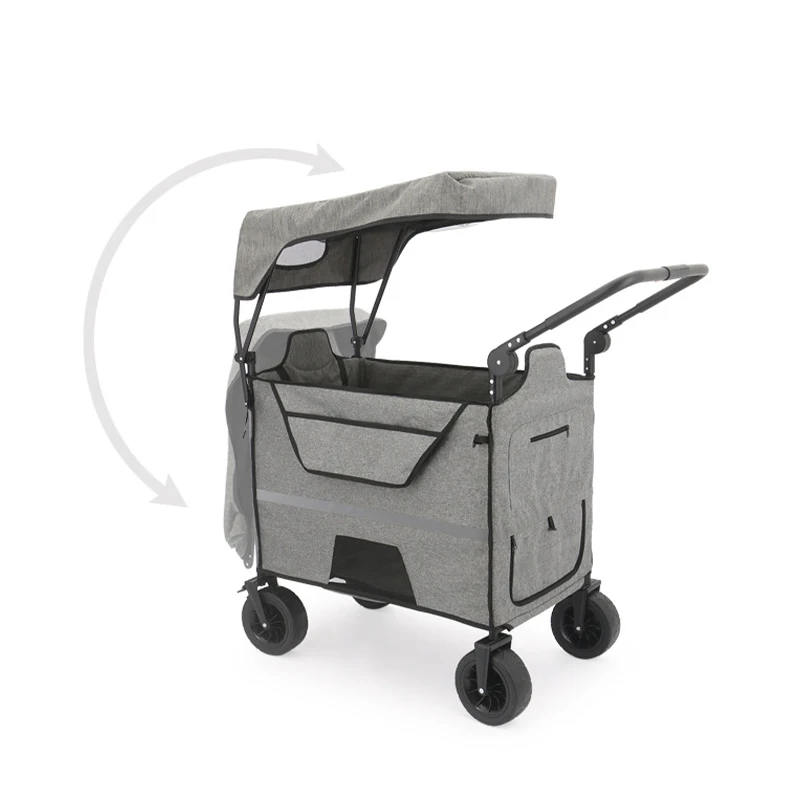 

Convenient Outdoor Folding Camping Cart Hand-Pulled Reclining Picnic Travel Trailer, Foldable for Storage