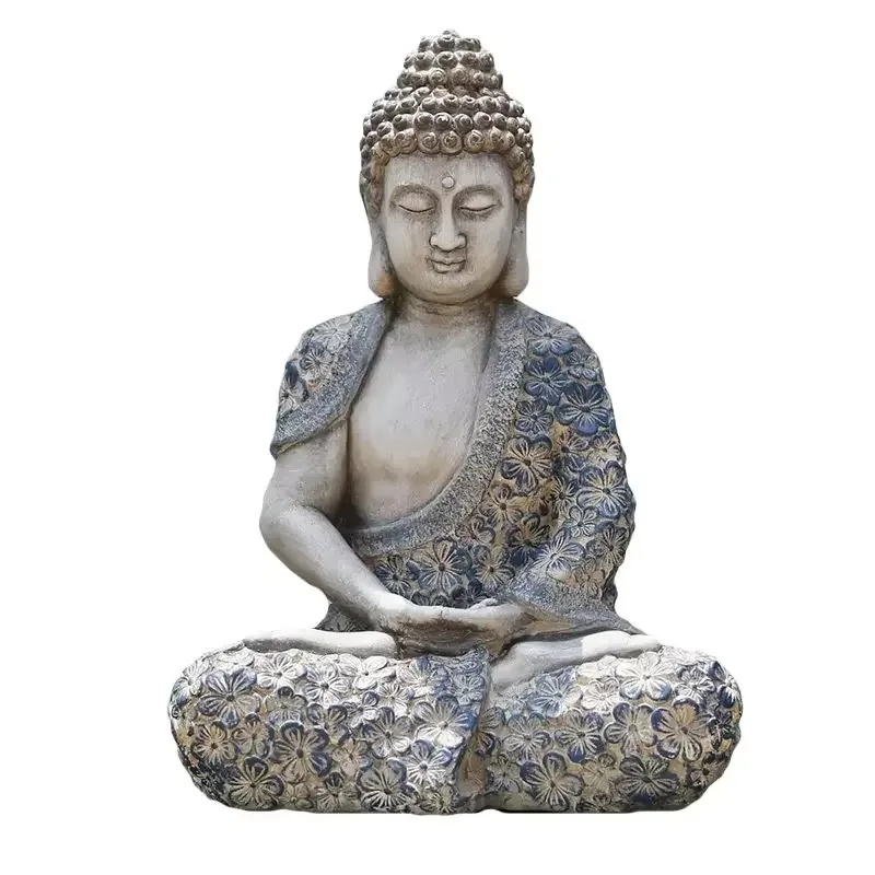 FX-1   top floor Zen Buddha statue decoration courtyard balcony garden terrace arrangement landscape villa decoration