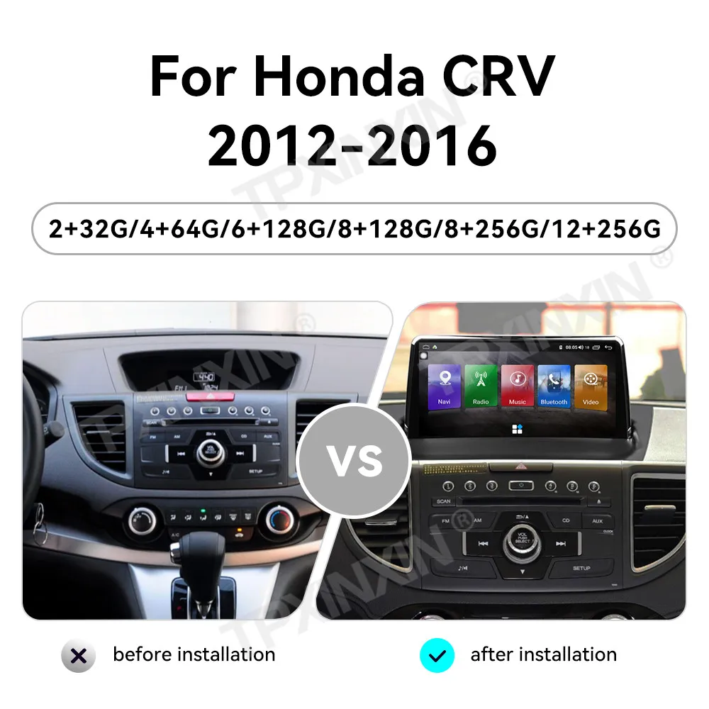 For Honda CRV 2012 - 2016 Android Car Radio Multimedia Video Player Wireless Carplay Autoradio Stereo GPS Navi Head Unit Screen