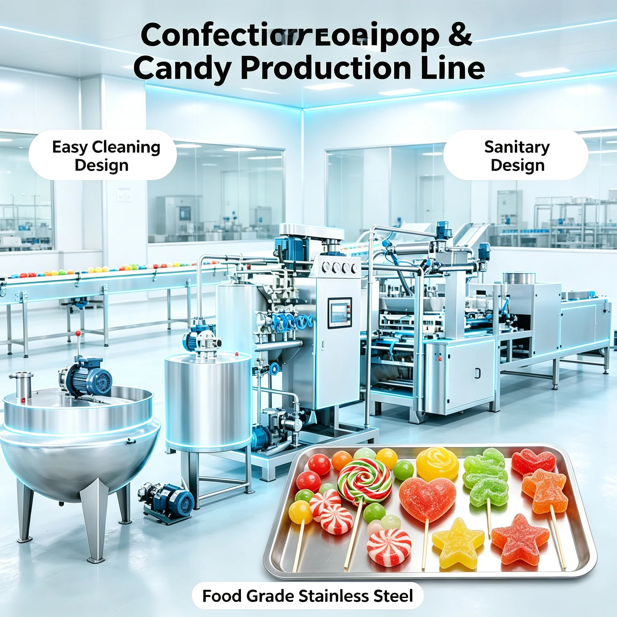 Lollipop Production Line Energy Saving Candy Extrusion Machine For Commercial Sweets Making Customized