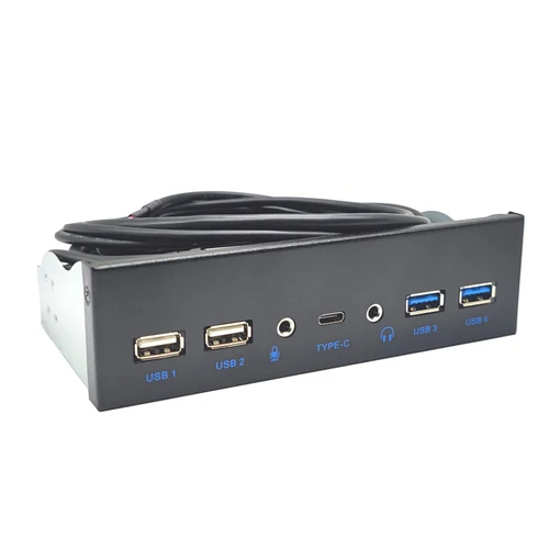 Imagen 2 del producto Panel Frontal USB 3,0 para PC, USB 3,1 tipo C, 2x USB3.0, 2x Hub USB2.0, Audio HD de 3,5mm, micrófono para auriculares, Bahía de CD-ROM de 5,25 pulgadas