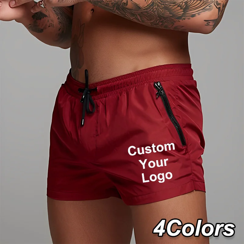 Trendy Mens Custom Your Logo Beach Shorts Summer Classic Male Cycling Shorts Daily Casual Sports Swimming Surfing Fitness Shorts