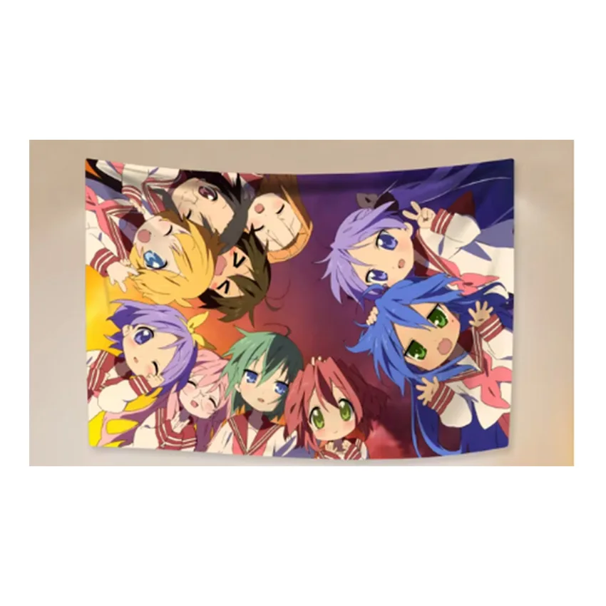 Kawaii Anime 5x3 Ft Flag Lucky Star Banner Home Decor Home Decor Wall Hanging Living Room Bedroom Background For Friends Gifts