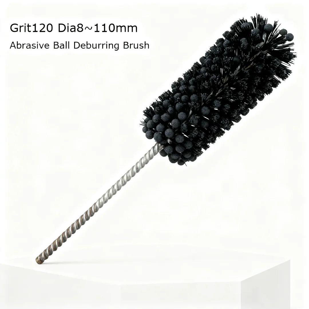 1pc Grit120 Dia8~110mm Abrasive Ball Deburring Brush Inner Hole Grinding Head Pipe Polishing Brush Tube Cleaning Cylinder Brush
