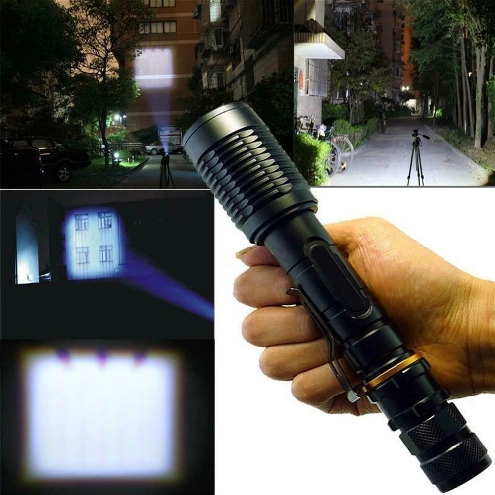 Super Bright LED Flashlight Telescopic Zoom Torch Outdoor Waterproof Work Light Emergency Lamp Camping Hiking Lamp Battery Power