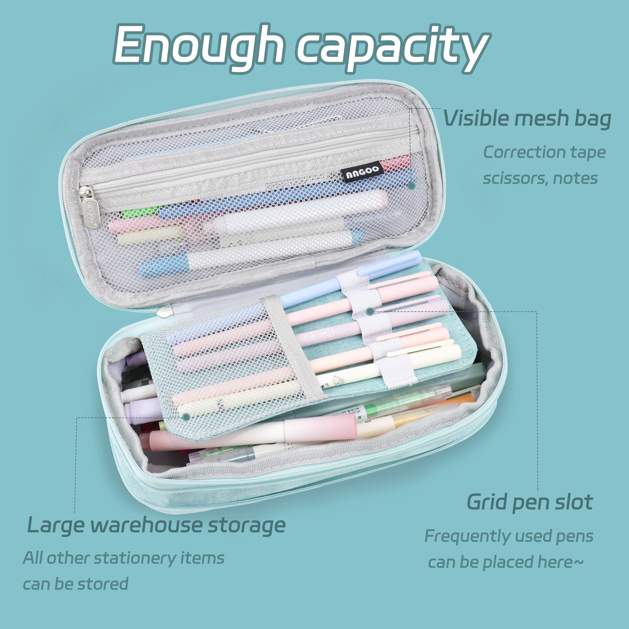 Large-capacity stationery box macaron double-layer large-capacity pencil case student supplies