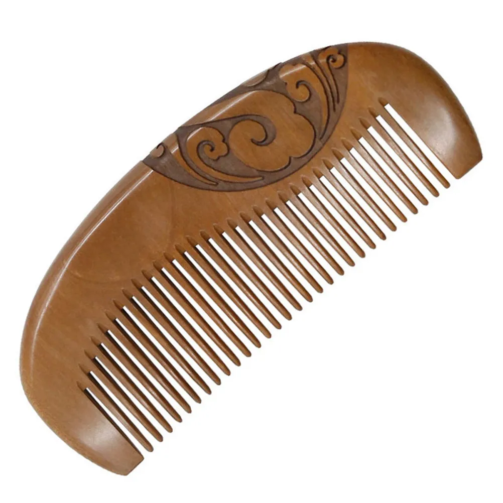 Wooden Comb Peach Wood Carving Auspicious Smooth Teeth Anti Tangling Hair Comb for Daily Salon Outdoor Use Headache