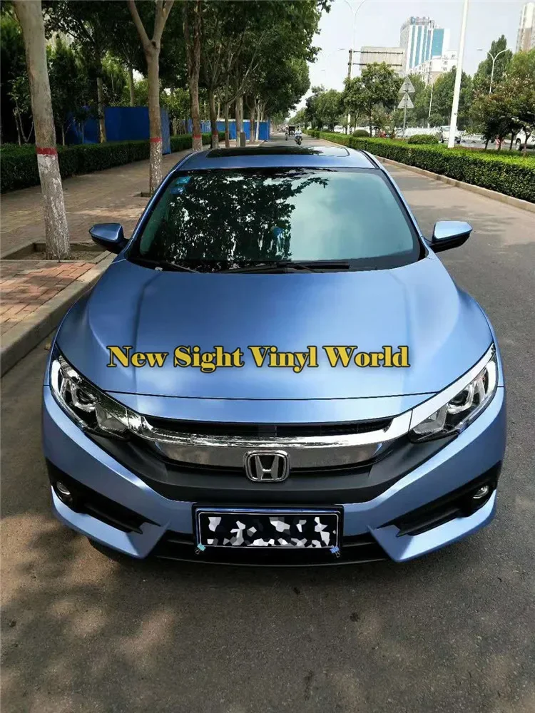 Premium Cast Film Pearl Metal Mist Blue Vinyl Wrapping Film Frozen Ice Vinyl Roll Bubble Free For Car Wraps Film