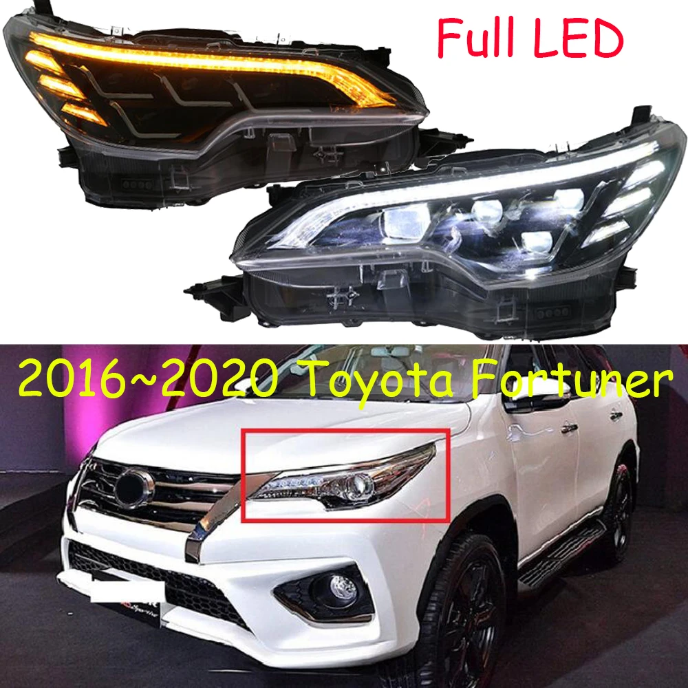 Video Full LED Car Bumper Headlamp Fortuner Headlight Vigo 2016~2020y DRL Car Accessories Fortuner Daytime Light