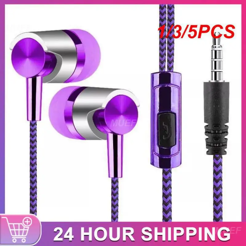 1/3/5PCS Wired Strong Ergonomic Ergonomic Earphones With Nylon Cable Sweatproof Best-selling Earphones Durable In-ear Phone