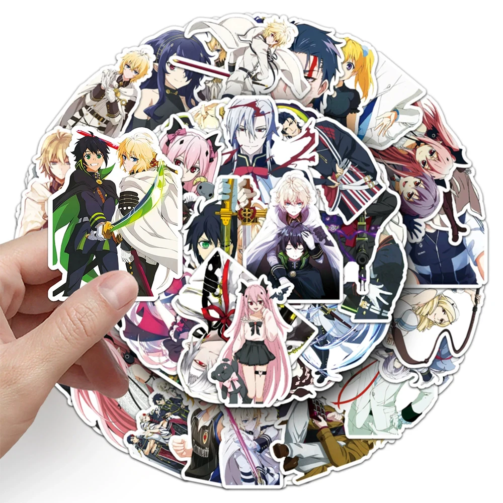 10/30/50 قطعة ساروف من نهاية أنيمي يويشيرو هياكويا ملصقات Shinoa Hiiragi الكرتون الشارات الأمتعة الهاتف الغيتار مانغا ملصق