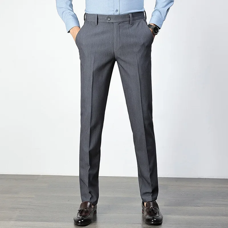 Icool Handsome Men Slim Straight Trousers Casual Business Formal Pants 2023 New Arrival