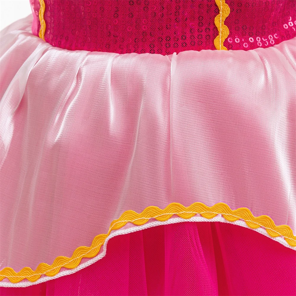 Toddler Girls Sequin Pink Costume Sleeping Beauty Princess Dress Baby Cosplay Party Dresses Infant Cinderella Pink Clothes Wear