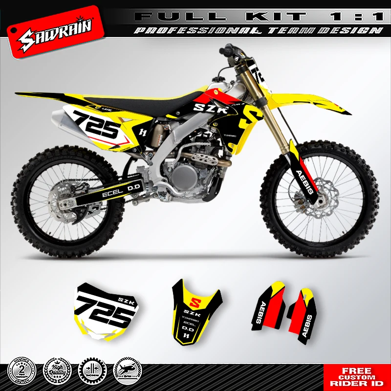 

Наклейки на мотоцикл Sawrain, комплект наклеек с графикой команды для SUZUKI RMZ250 2010 2011 2012 2013 2014 2015 2016 2017 2018 007