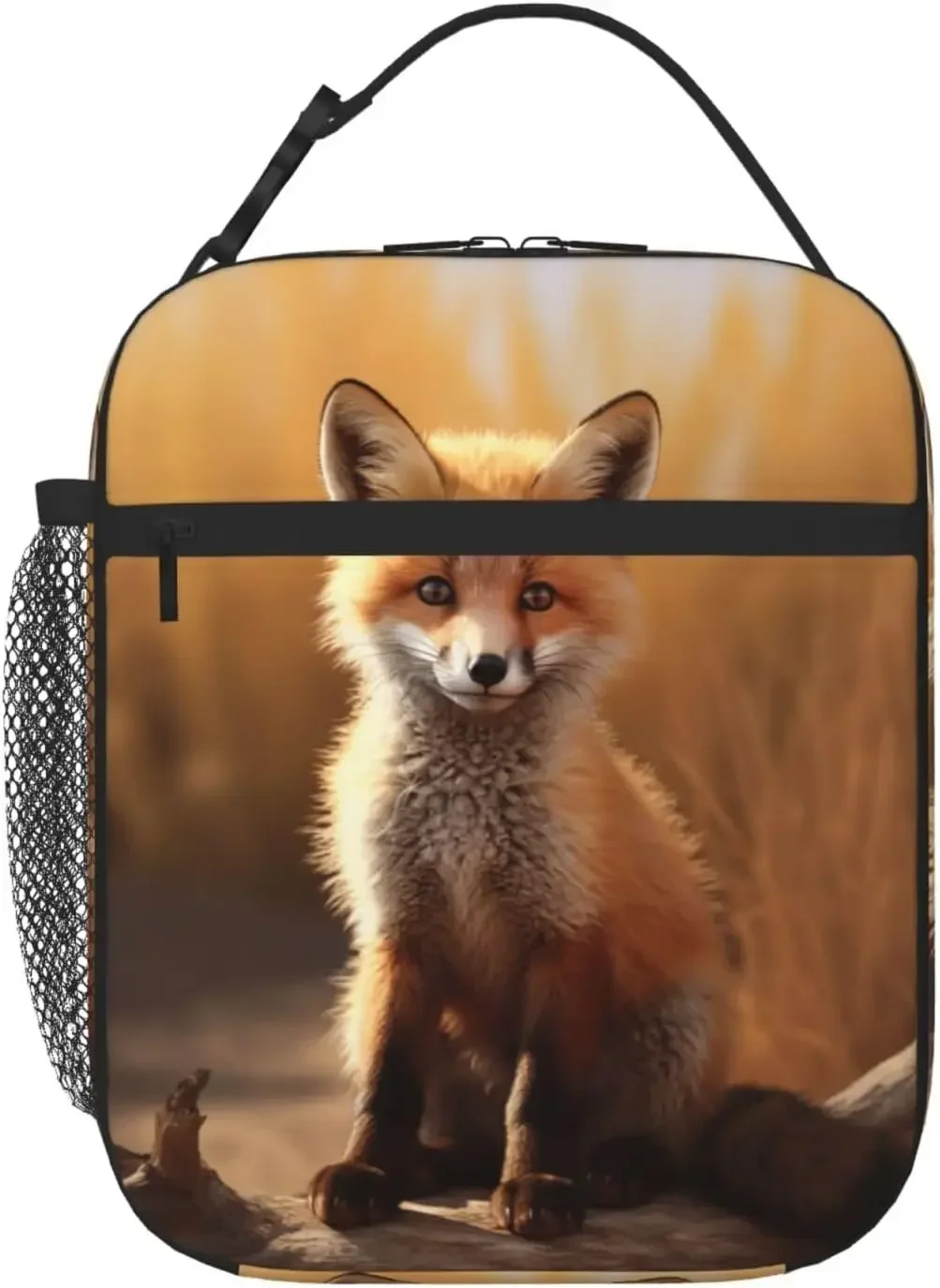 

Cute Red Fox Lunch Box Baby Fox Lunch Bag Insulated Reusable Portable Lunch Tote Bag for Women Men Office Work School Travel
