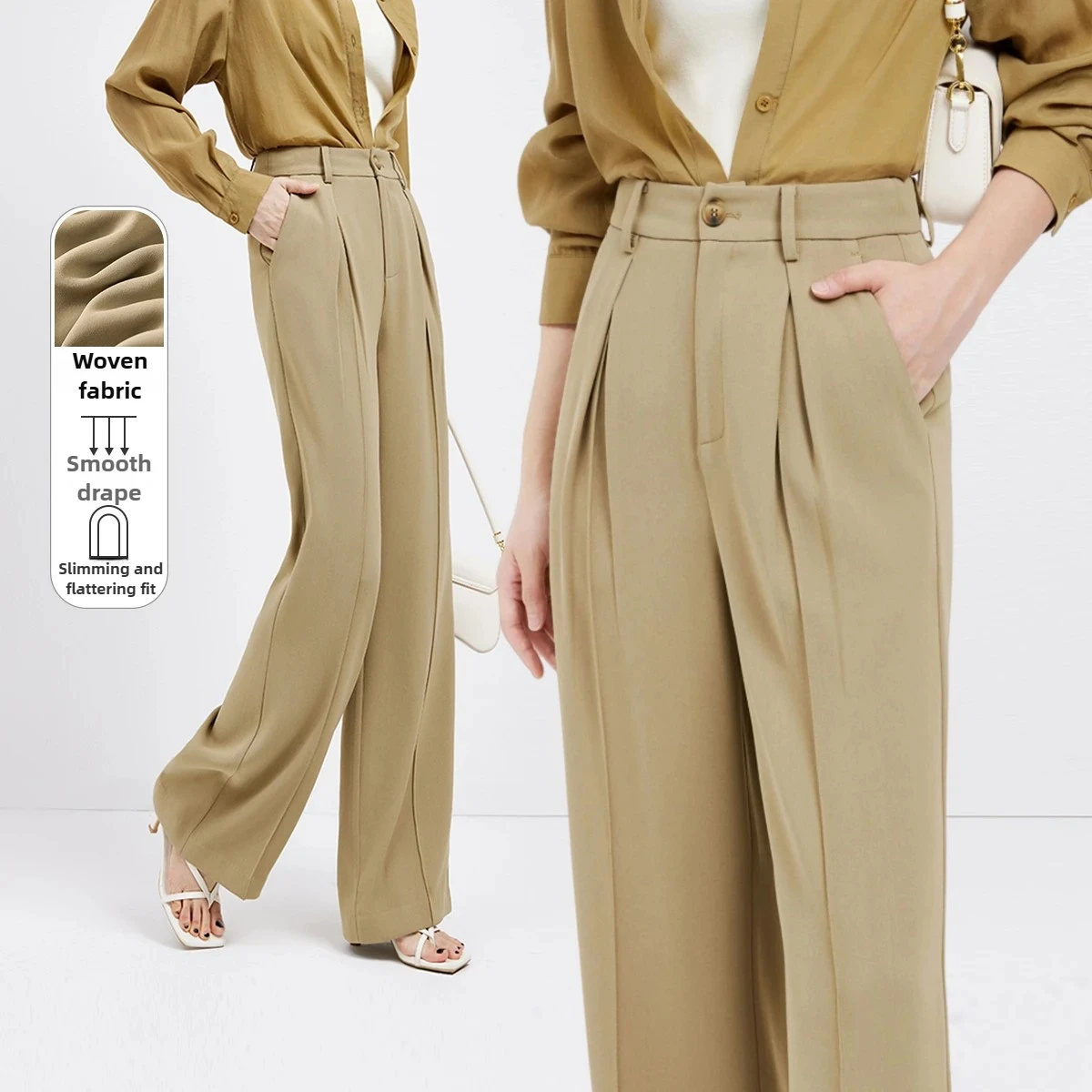 

SENTUBILA Fashion Casual Women's Pants Symmetrical Pocket Straight Trousers 2025 Autumn Commuter Long Female Pant 151K58963X