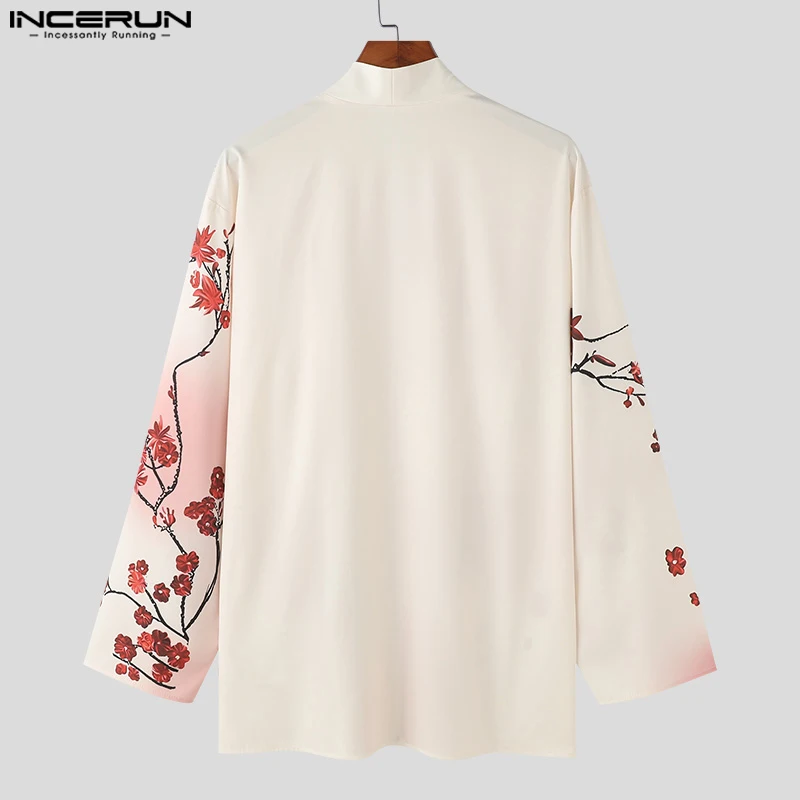 INCERUN camicia da uomo stampa punto aperto manica lunga allentato Casual Cardigan maschile Kimono Streetwear 2024 moda uomo abbigliamento S-5XL