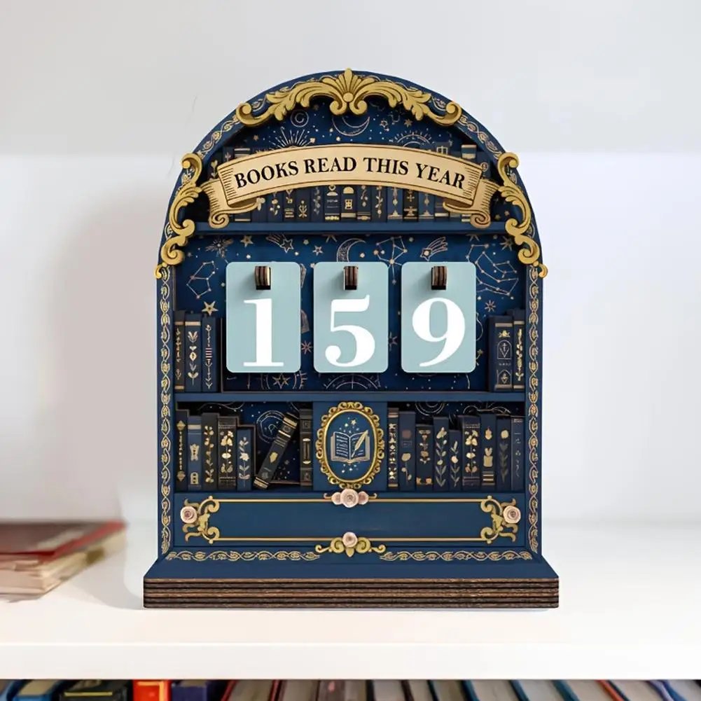 Retro-Holz-Lesezähler für das aktuelle Jahr – Multifunktionaler Lese-Tracker als Buchliebhaber-Geschenk für Leser, Studenten, Bücherregale und Bibliotheken