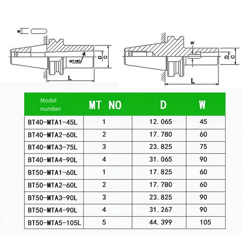 Drill Bit Holder BT40-MTA3-75L Alloy Tool Holder Designed for Milling Machines Offering Superior Hardness and Reduced Runout