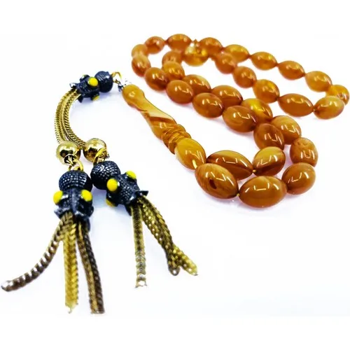 Vip Amber Orjinal EN Sıkma Amber Prayer Beads 24 K Gold Plated Special Design Tassels Faris Master Tespih Turkish handmade islamic