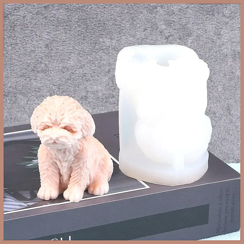 3D Silicone Dog Candle Mold for Wax Soap Clay Cute Teddy Puppy Aromatherapy Decor Craft Molds