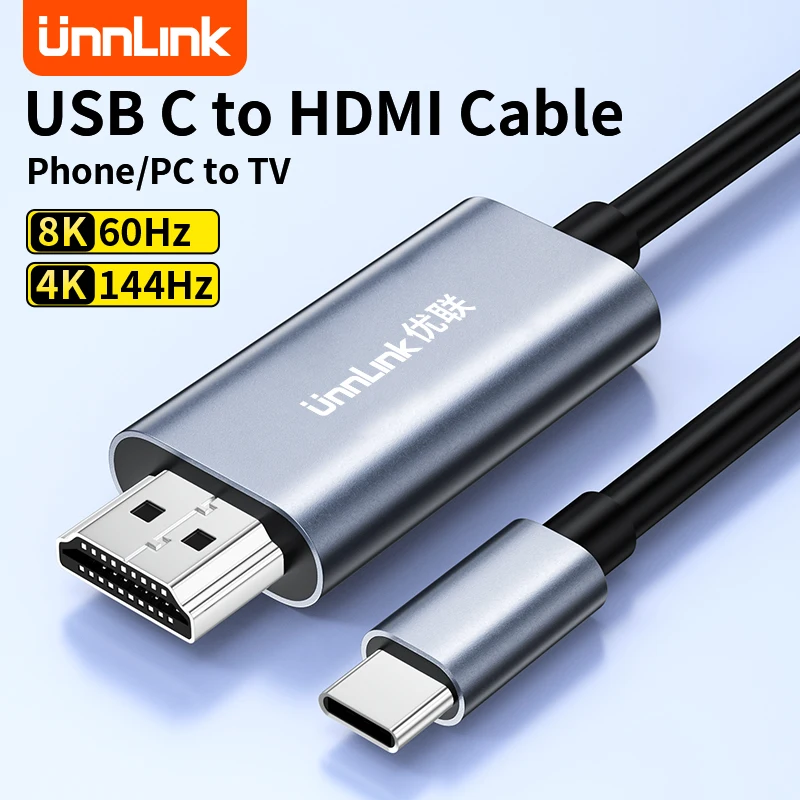 

Unnlink USB C to HDMI-compatible 4K 120Hz HDR ARC Type C to HDMI Cable Thunderbolt 4 for Phone iPad MacBook Pro mini Dell to TV