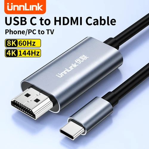 Unnlink USB C to HDMI 호환 케이블, HDR ARC, C 타입 to HDMI 케이블, 썬더볼트 4, 휴대폰, 아이패드, 맥북 프로, 미니, 델 to TV용, 4K, 120Hz