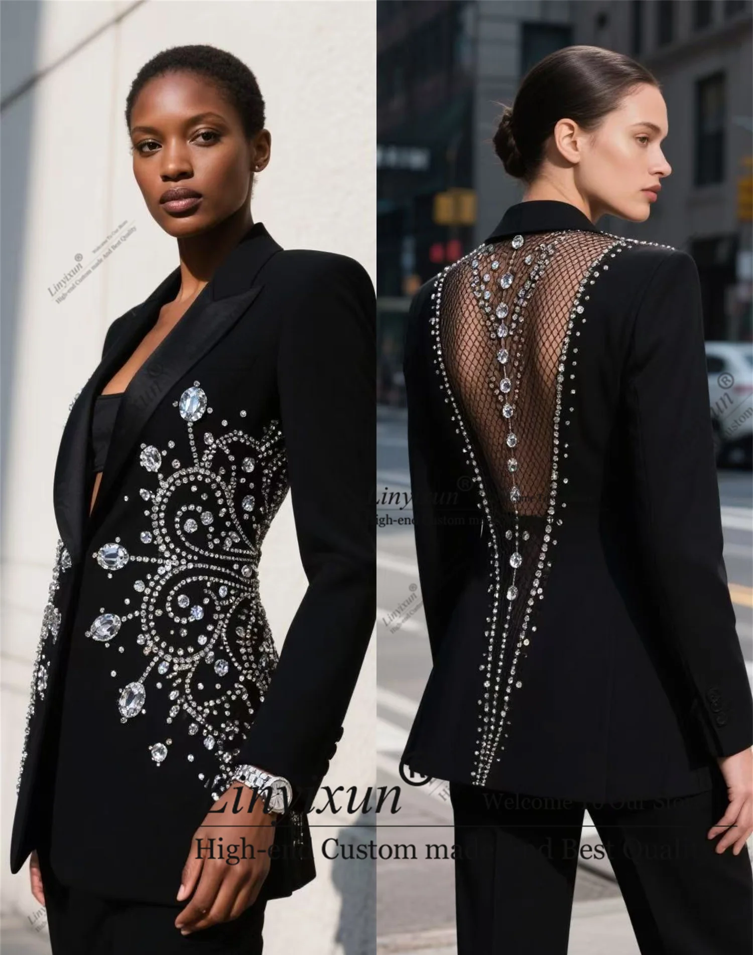 Unique sexy design Of Bride Dresses Customized Shiny Breasted Women Suits Banquet Party Tuxedo костюм женский