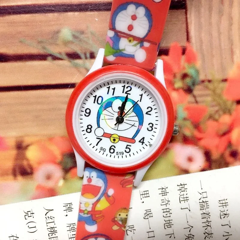 Disney-reloj de cuarzo con estampado de dibujos animados para niños, pulsera de silicona con diseño de gato Jingle, Doraemon, regalo de cumpleaños