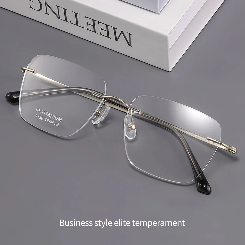 Rimless Ultralight Pure Titanium Glasses Men 2023 New Frameless Prescription Eyeglasses Frame Women Myopia Optical Eyewear