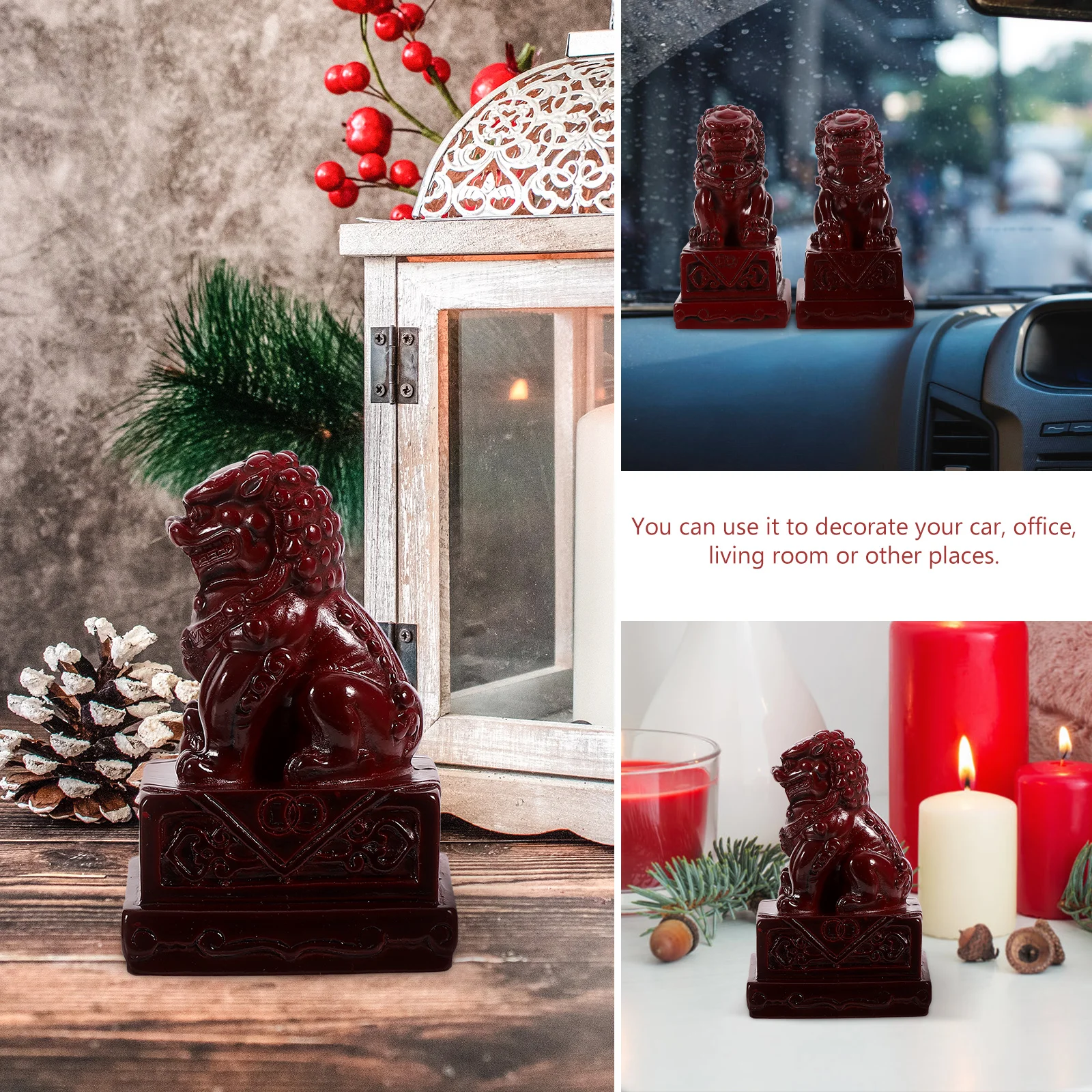 

1Pair Resin Lion Desktop Ornament Lion Sculpture Mini Decor for Home Office Decoration Tabletop Adorns