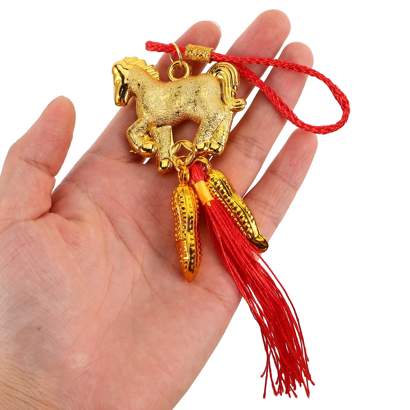 6 Pcs Year of The Horse Hanging Ornaments Office Decor 2026 Red Tassel Animal Chinese Decorations Polyester Tree