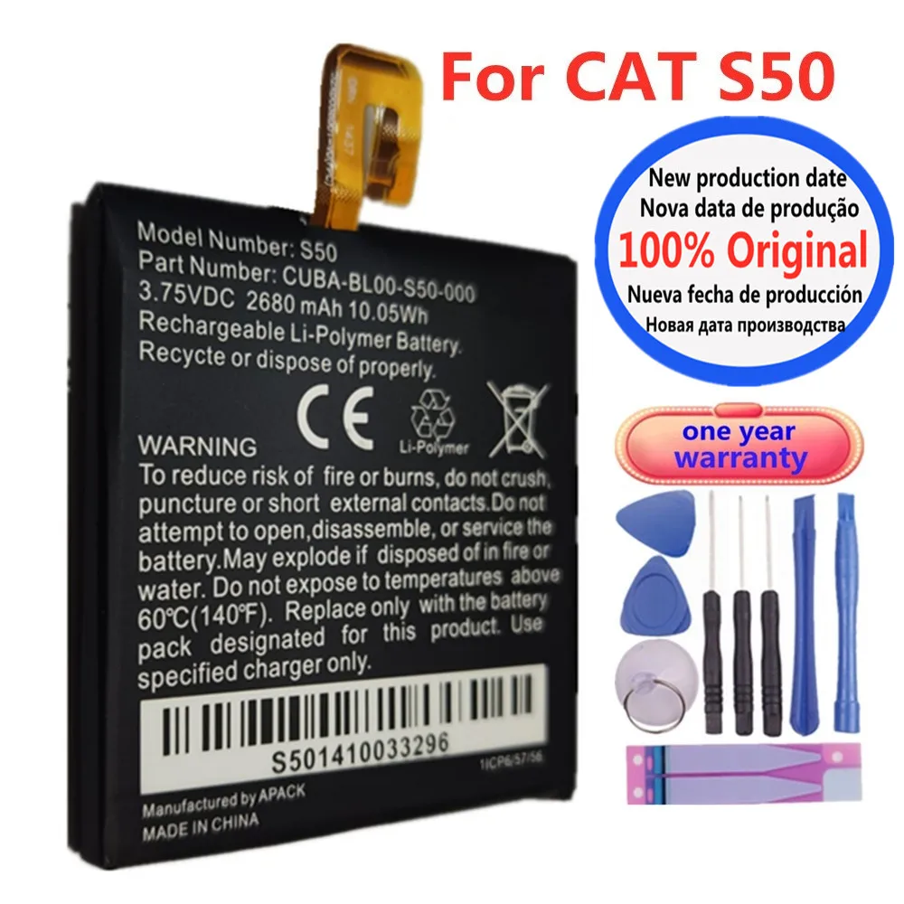 

New 100% Original Battery S50 For Caterpillar CAT S50 CUBA-BL00-S50-000 Phone Replacement Battery Bateria 2680mAh + Free Tools