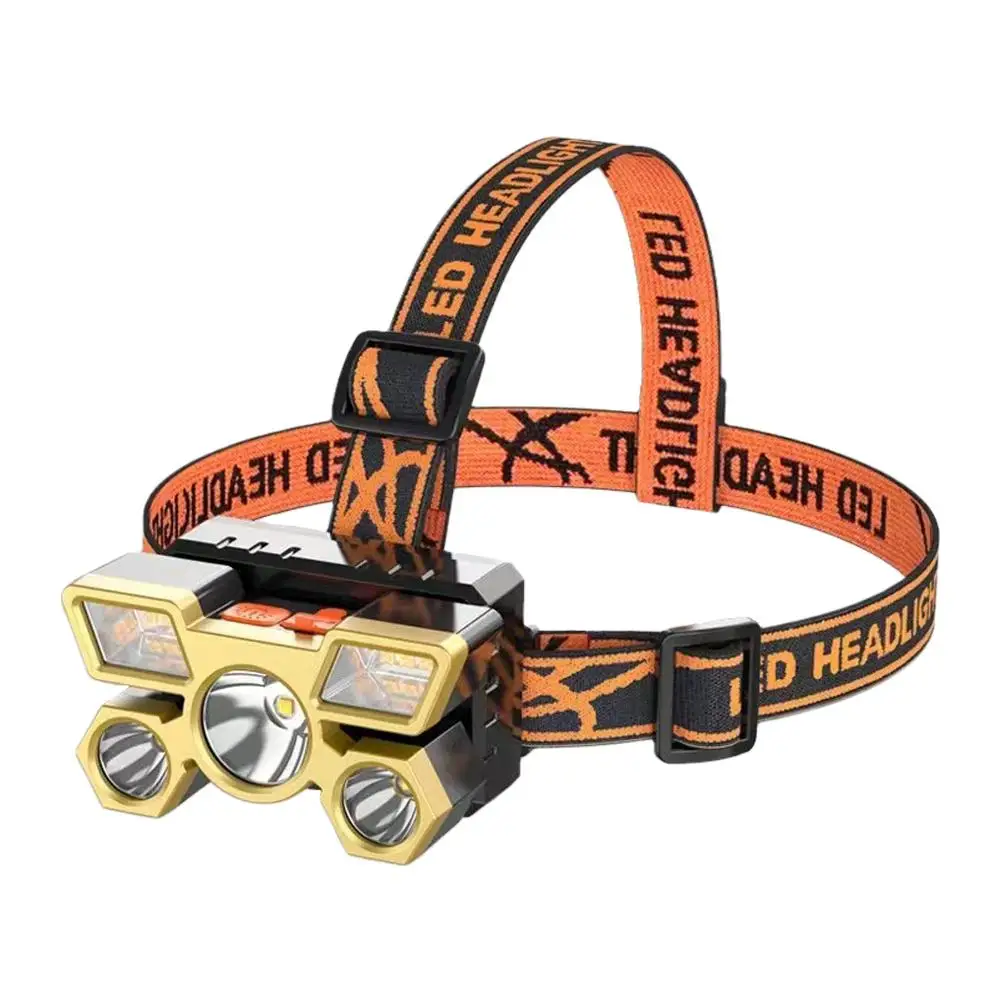 Strong Headlight Rechargeable Ultra Bright Long Range Outdoor Headworn Minelight Field Lighting Night Five Headlights