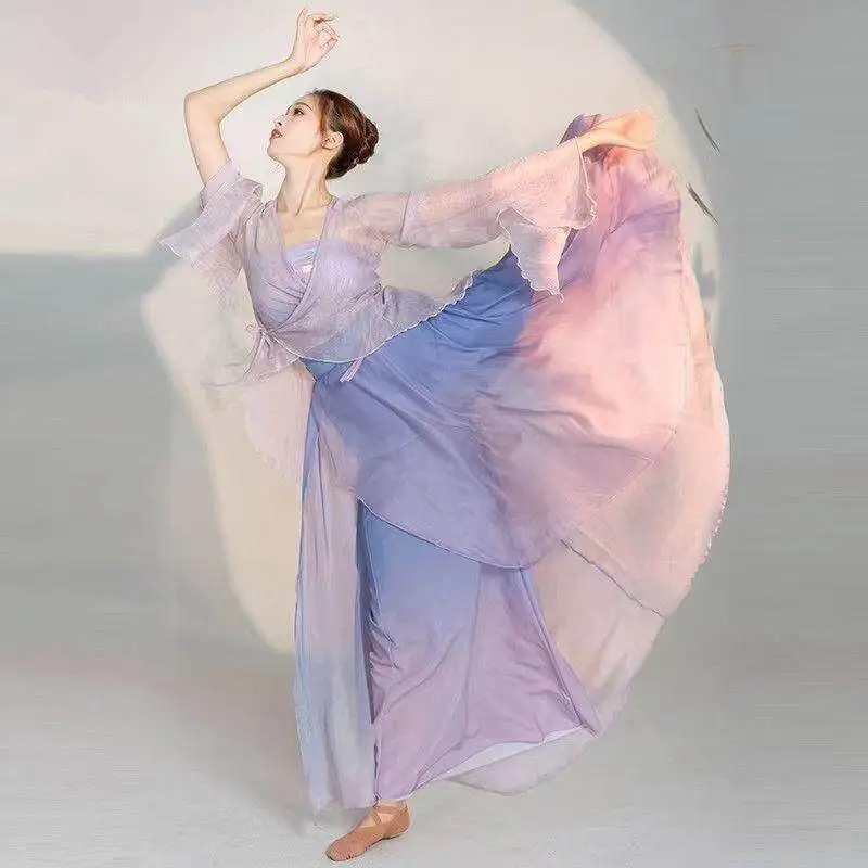 

Classical Dance Costume Gradual Suit Fairy Daily Practice Dress Loose Flowing Chinese Dance Performance Stage Dancewear